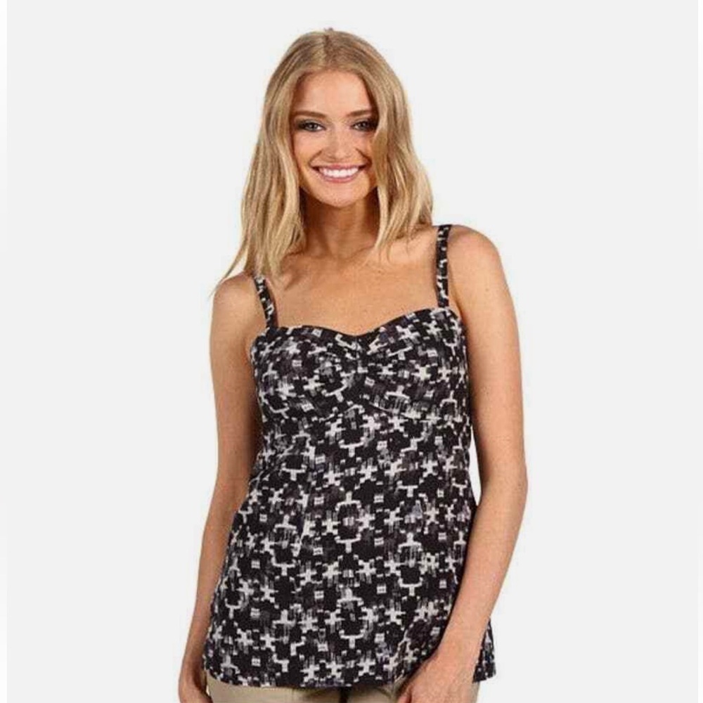 Patagonia Women’s Hemp Cotton Blend Black Patterned Sleeveless Top Sz 6